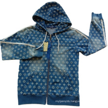 Factory Wholesale Zip Up Hooded Cotton Jacket Big Sizes Knitted Denim Hoodie Jackets